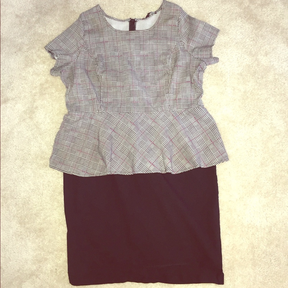Plus peplum dress (houndstooth)